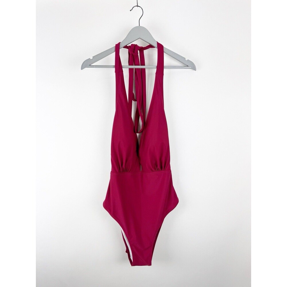 Cupshe Women's Red Deep V Neck One Piece Swimsuit NWT Size XL